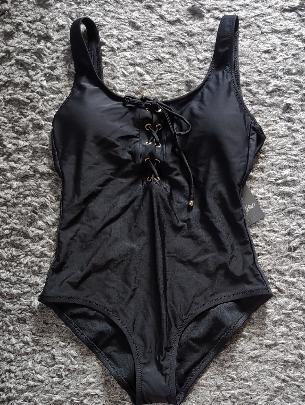 Target Black Lace-Up One-Piece Swimsuit